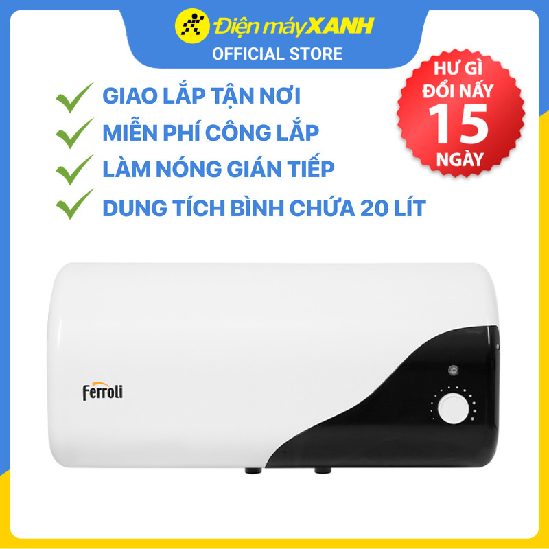 Máy nước nóng gián tiếp Ferroli 20 lít 2500W MIDO-DE - Hàng chính hãng