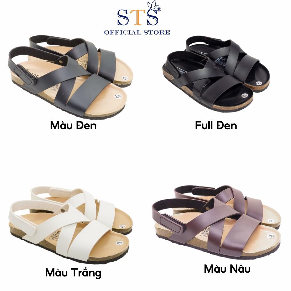 Giày Sandal Đế Trấu Nam nữ quai chéo Da Pu cao cấp xuất khẩu, mặt lót PU kem chống nước nhiều màu sắc mã KPU21