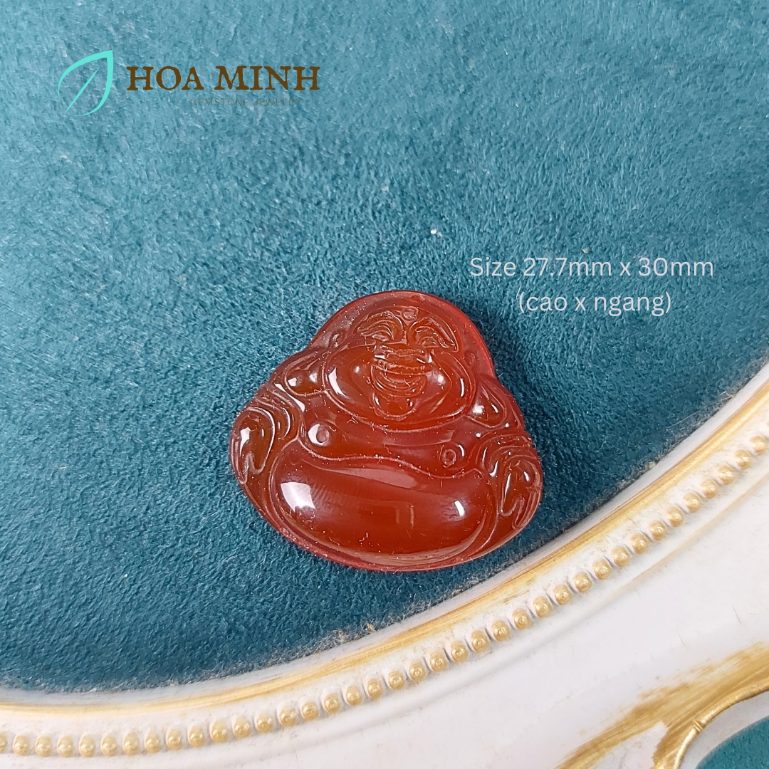 Mặt dây chuyền kiểu ngài Di Lặc đá Mã Não A size 27x30mm hoan hỉ phong thuỷ tài lộc