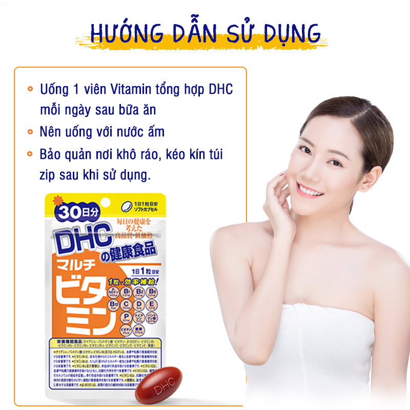 Viên uống Vitamin tổng hợp DHC Nhật Bản Multil Vitamins thực phẩm chức năng bổ sung 12 vitamin thiết yếu hàng ngày nâng cao sức khỏe, làm đẹp da gói 90 ngày JN-DHC-MUL90