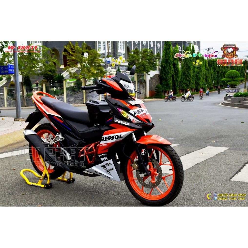 Tem Trùm Xe Winner Repsol Cam Trắng - W-18811