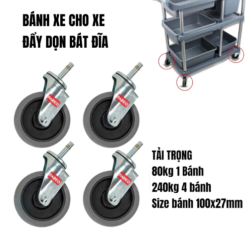 Phụ kiện bánh xe đẩy thức ăn, bánh xe thay thế cho xe đẩy phục vụ trong nhà hàng, bánh xe đẩy nhà hàng, bánh xe dọn bát đĩa - Pareo