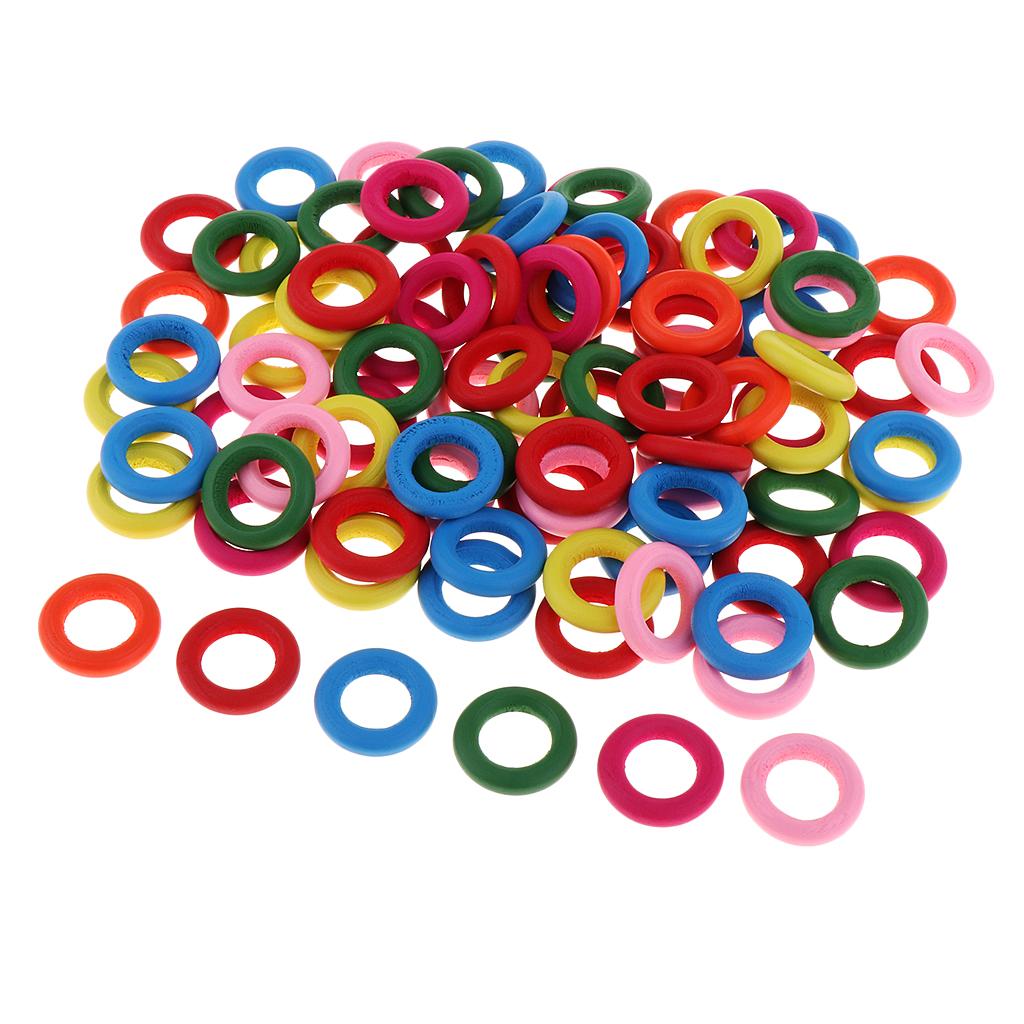 Dyed Mixed Color Wood Ring Pendant Connector Jewelry Making