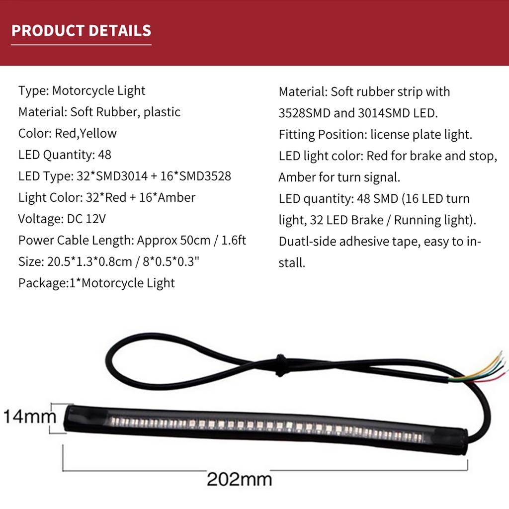 Dải đèn xe máy cao cấp gồm 48 bóng đèn LED cho xanh xe sau