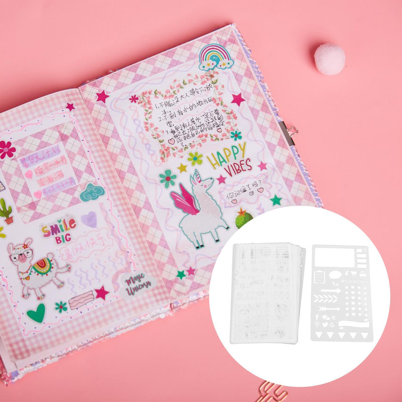 Journal Stencil Set Diary Drawing Template Stencils for Planner Graffiti School Decor