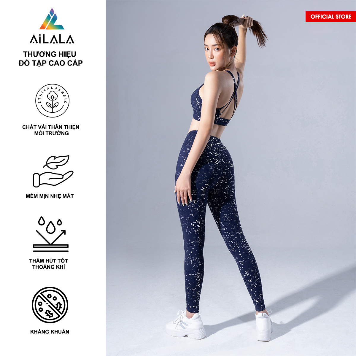 Bộ quần áo thể thao nữ AiLALA LUX47, Đồ tập Yoga Gym Pilates, chất vải Hi-tech cao cấp