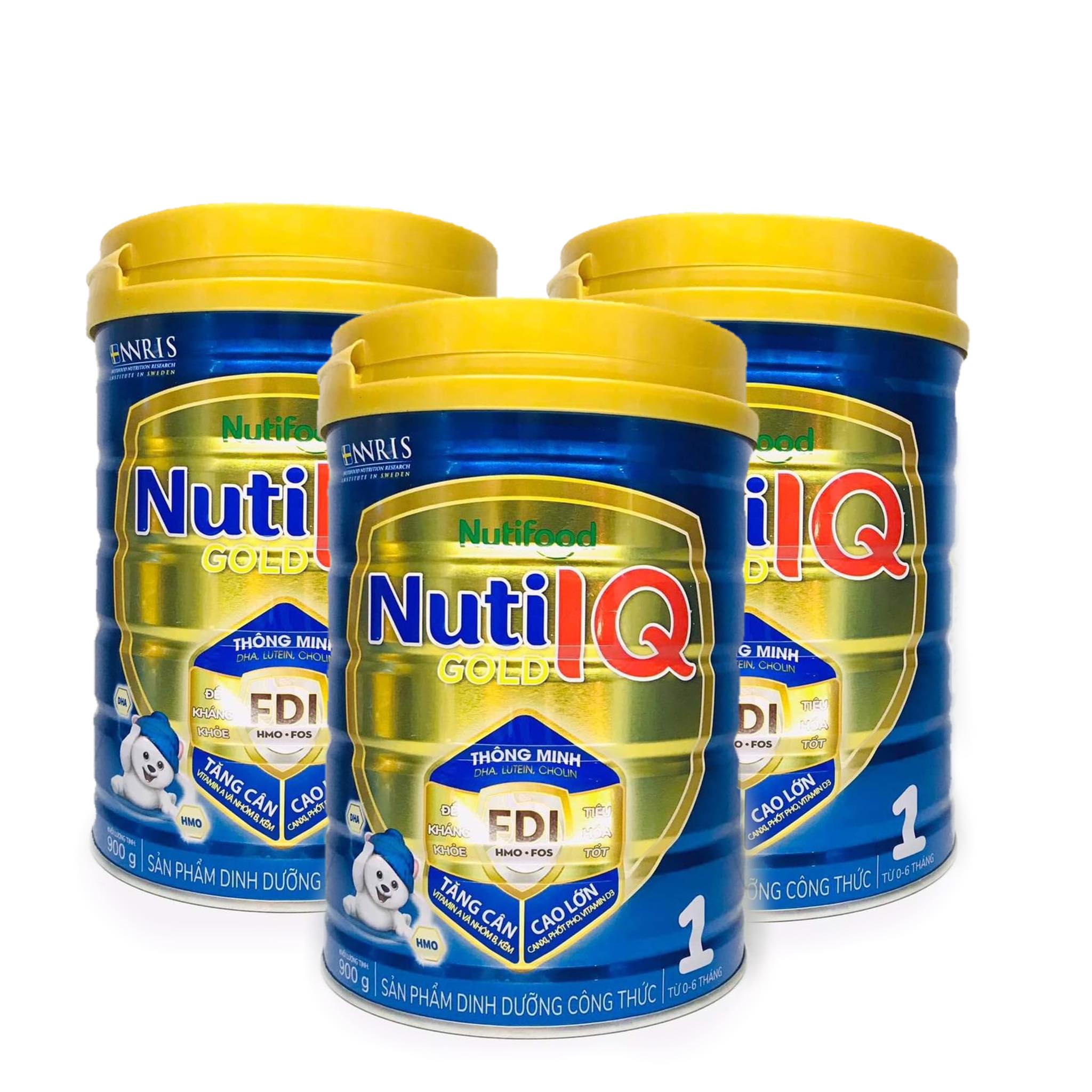 Bộ 3 Lon Sữa Nuti IQ Gold Step 1 900g (trẻ 0-6 tháng)