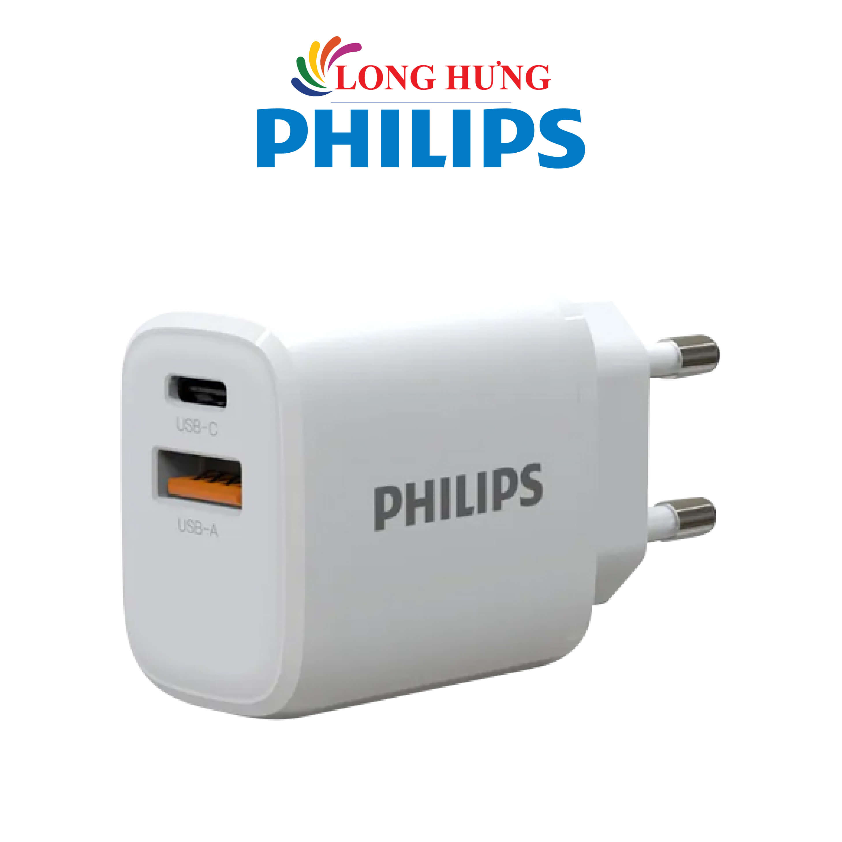 Cốc sạc Philips 1USB 1Type-C 25W PD/QC3.0 DLP4327 - Hàng chính hãng