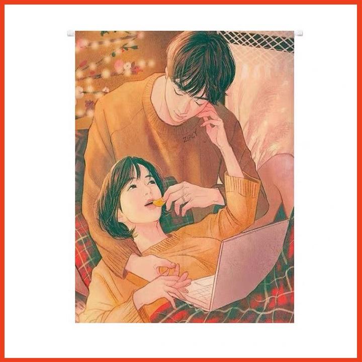 Tranh vải treo tường hình trai gái decor phòng ngủ hai kích thước 130x150cm và 70x100cm