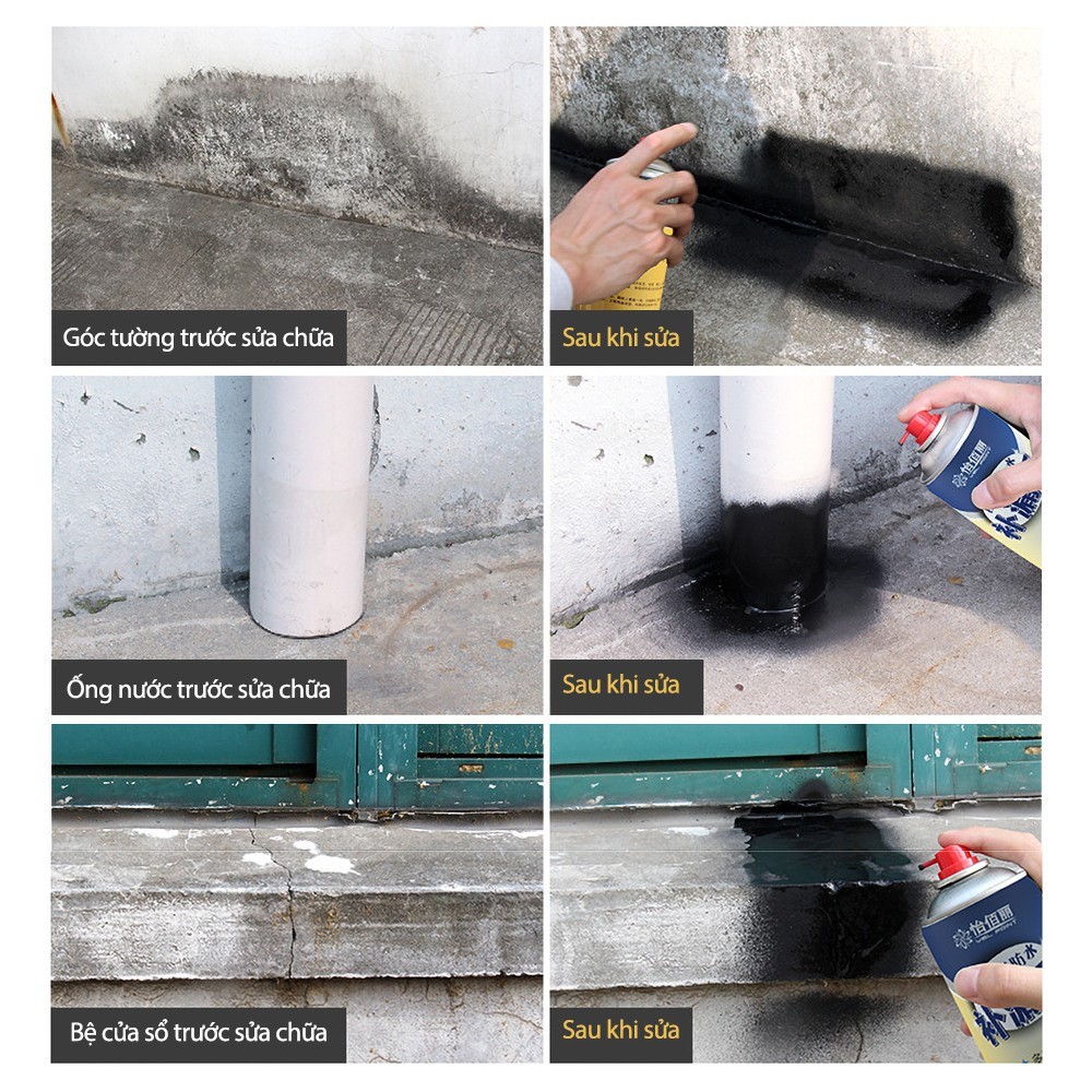 Bình Xịt Chống Dột, Chống Thấm Hiệu Quả - Chai Dung Dịch Chống Thấm, Dột Waterproof Spray Polyurethane - Giao Màu Xịt Ngẫu Nhiên