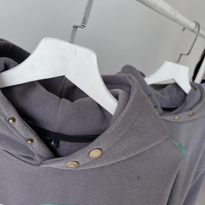 Áo Khoác Hoodie Nỉ Bông Unisex WISH màu XÁM Nam nữ unisex/Áo hoodie có mũ form rộng Jaystoree
