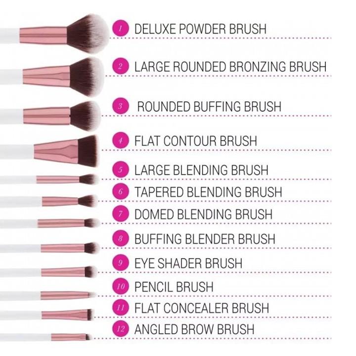 Bộ Cọ Trang Điểm 12 Cây Bh Cosmetics Quartz 12 Piece Brush Set With Cosmetic Case