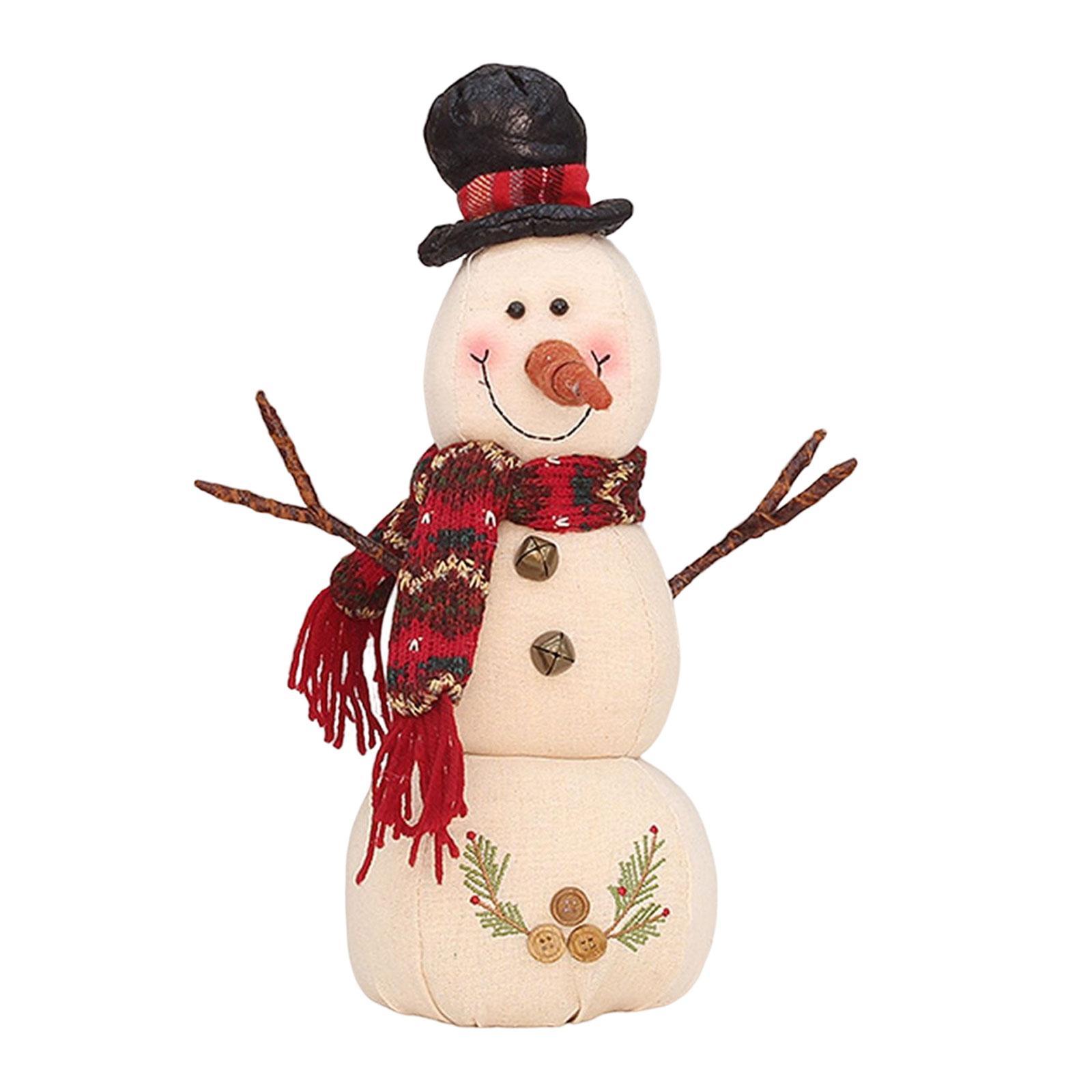 Christmas White Snowman Doll Figurines Plush for Fireplace Atmosphere Decor