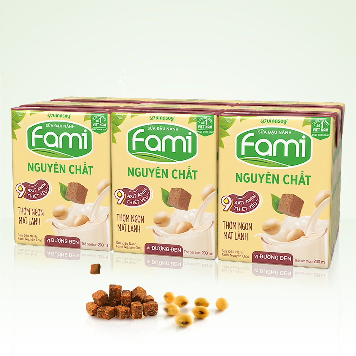 Thùng Sữa Đậu Nành Fami Nguyên Chất Vị Đường Đen (200ml x 36 Hộp)