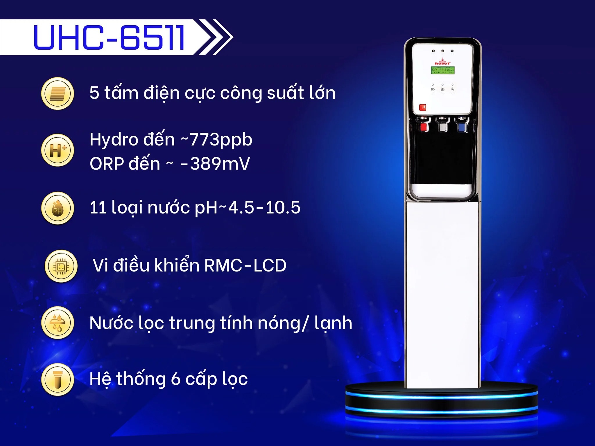 Máy Lọc Nước Ion Kiềm Nóng Lạnh ROBOT I-UHC65 - Hàng chính hãng