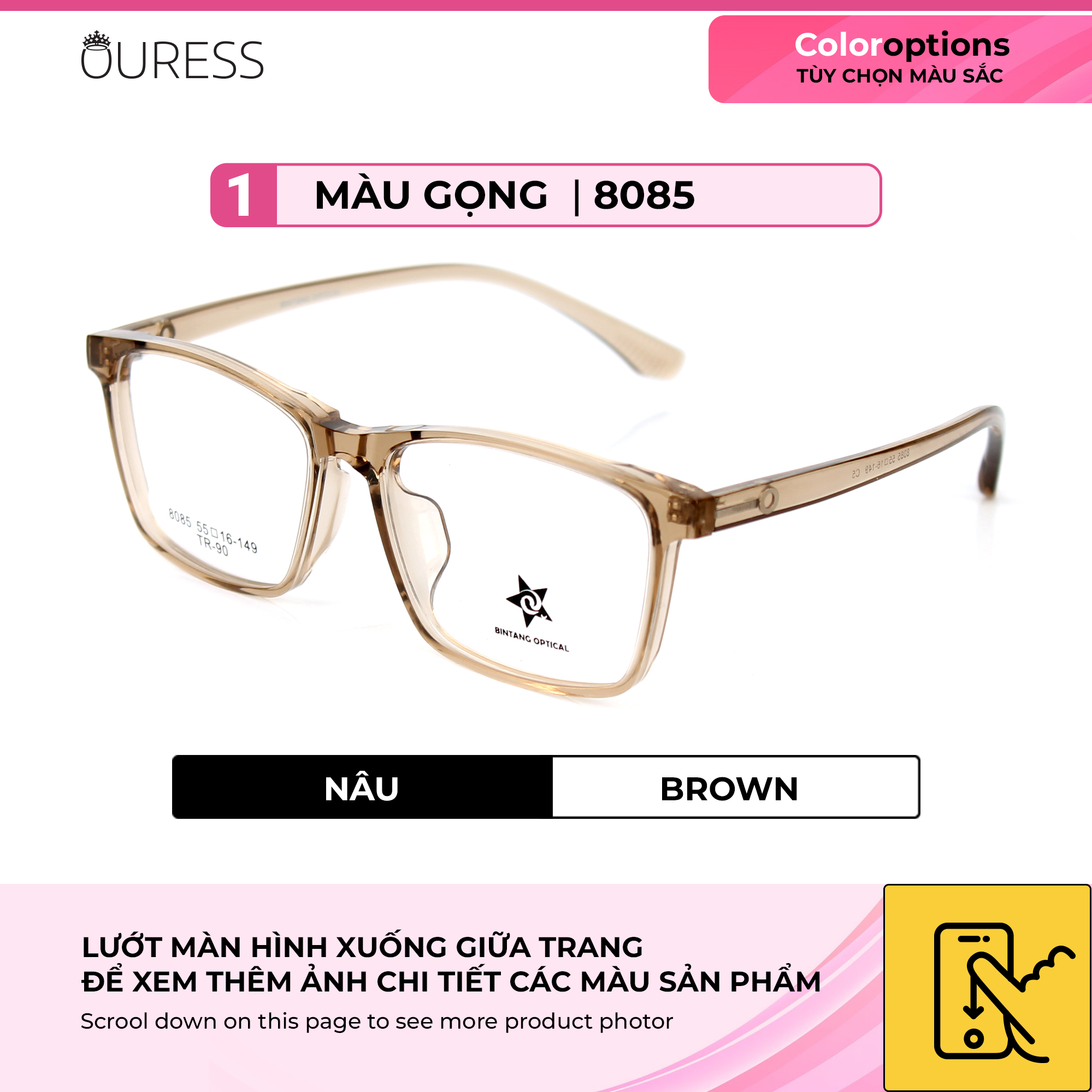 Gọng kính 8085 nhựa cao cấp siêu bền thời trang nam nữ OURESS