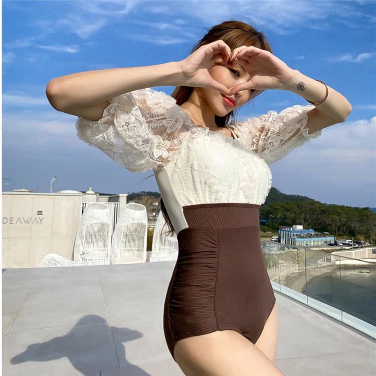 Xiuer Đồ Bơi Một Mảnh Phối Ren Phong Cách Hàn Quốc Mới#X107