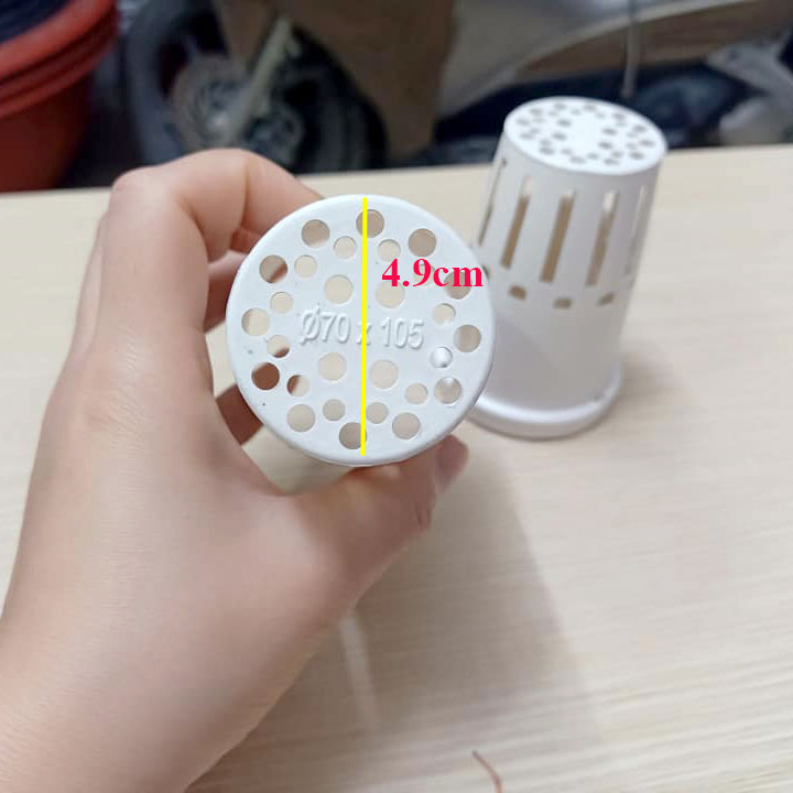 20 Rọ Nhựa Thủy Canh Trồng Loại To 70mm Cao 105mm Dùng mũi khoang 60mm