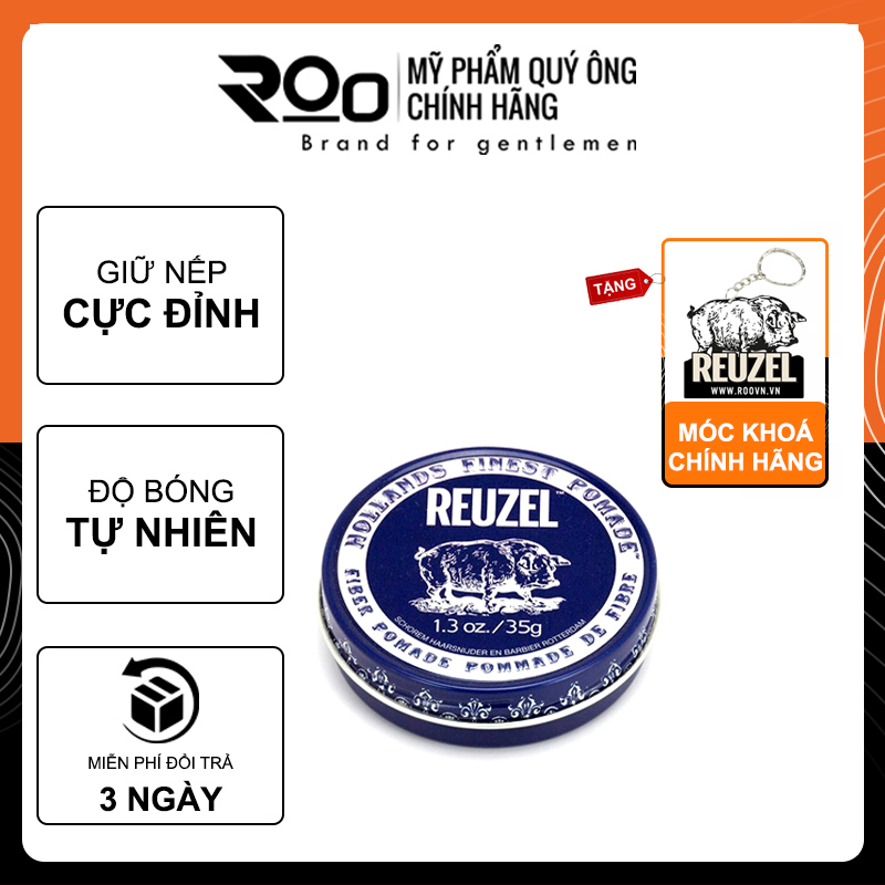 Sáp Vuốt Tóc Giữ Nếp Cứng Reuzel Fiber Pomade Tan Trong Nước - Tặng móc khoá chính hãng