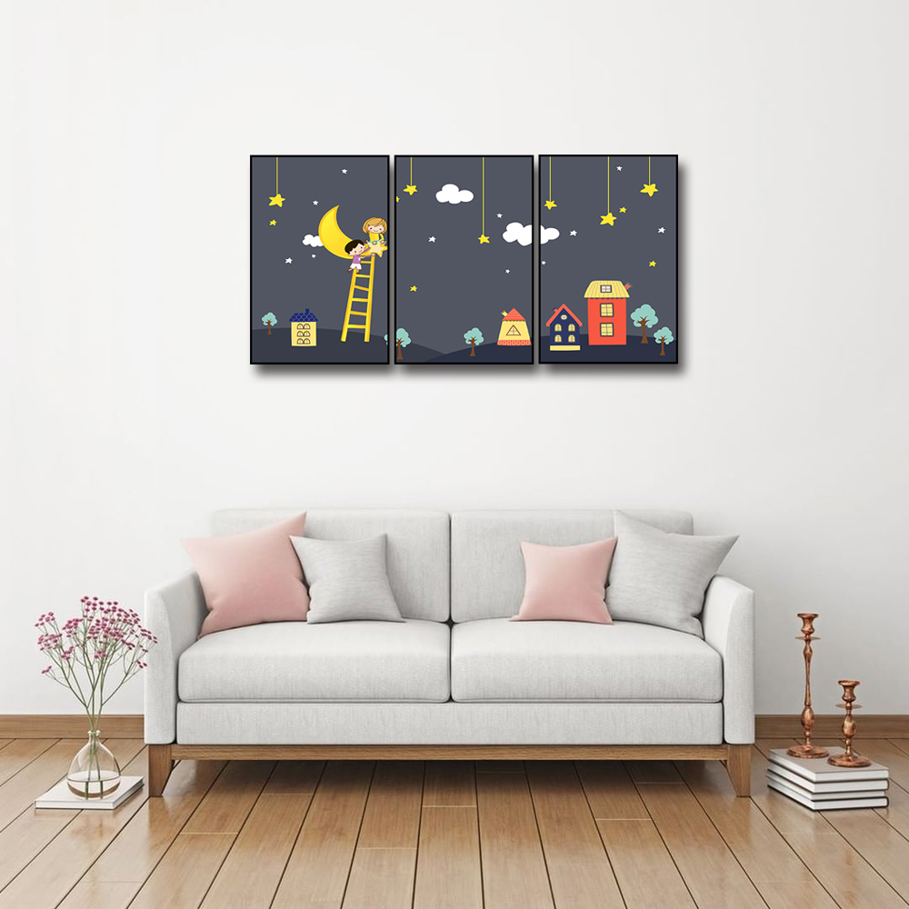 Tranh CANVAS treo tường – Bộ tranh bầu trời sao CA176 - Vải canvas kim tuyến cán PiMa - công nghệ in UV - Khung viền composite