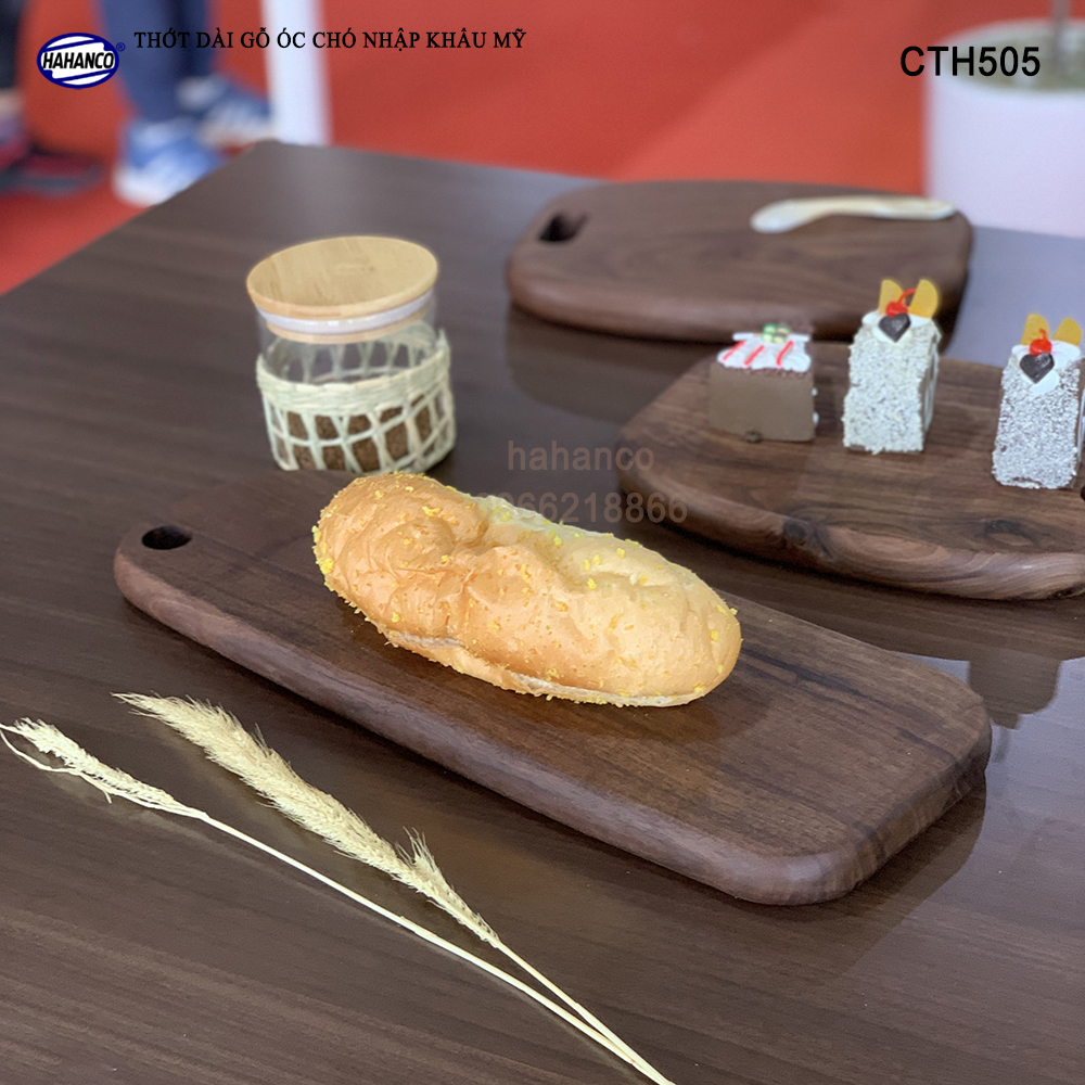 Thớt gỗ óc chó nhập khẩu Mỹ liền khối trang trí bàn ăn/ khay bánh mì/trái cây tráng miệng/bít tết/ Kê Thức Ăn Khi Thái/Pizza/Decor/chụp ảnh sản phẩm/Beef Steak- CTH505