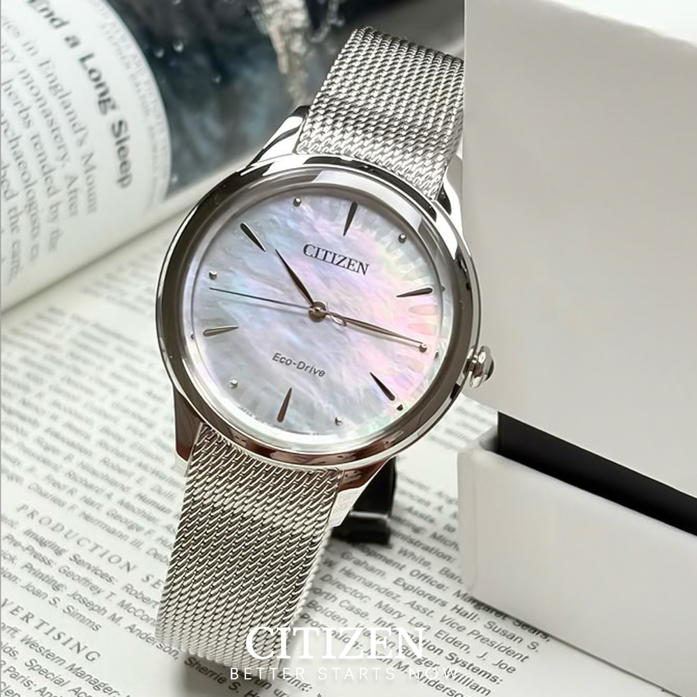 Đồng Hồ Nữ Citizen Eco-Drive Dây Thép Không Gỉ EM1150-86D - Mặt Xà Cừ (Sapphire)
