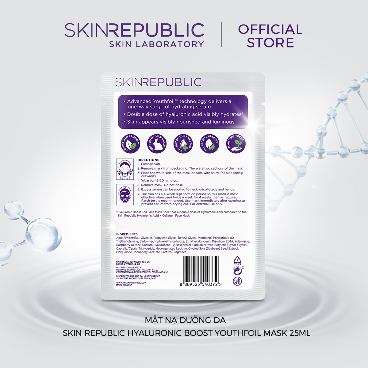 Mặt nạ dưỡng da Skin Republic Hyaluronic Boost Youthfoil Mask 25ml
