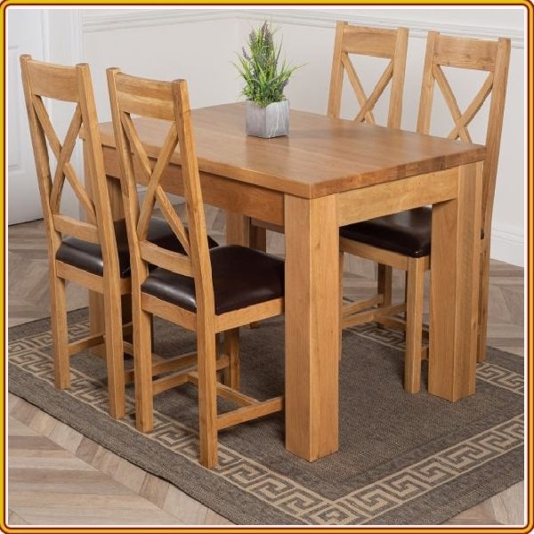 Bộ bàn ăn Rustic Oak bàn 1m4, kèm 4 ghế juno sofa