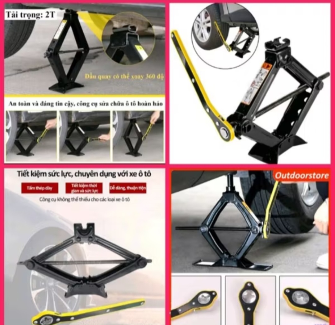1 BỘ KÍCH NÂNG GẦM XE HƠI ÔTÔ TẶNG CỜ LÊ TAY QUAY ĐA NĂNG