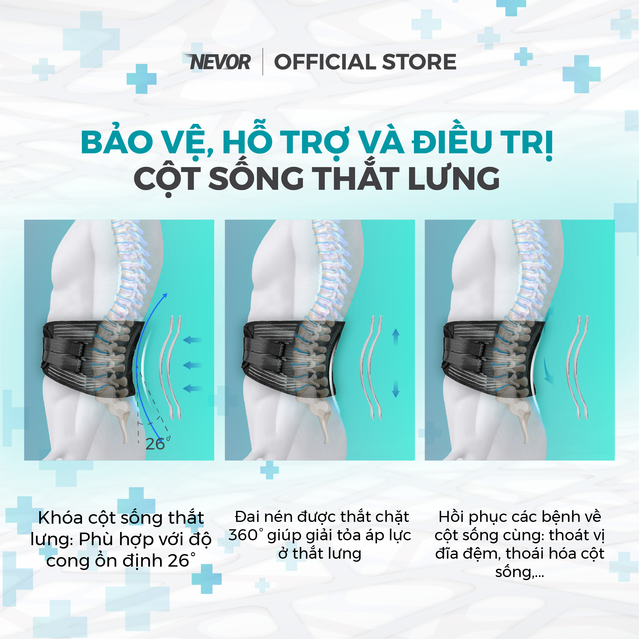 Đai Thắt Lưng Nevor DTL01 Thoáng Khí, Dự Phòng và Hỗ Trợ Chấn Thương Thắt Lưng Cột Sống Cùng