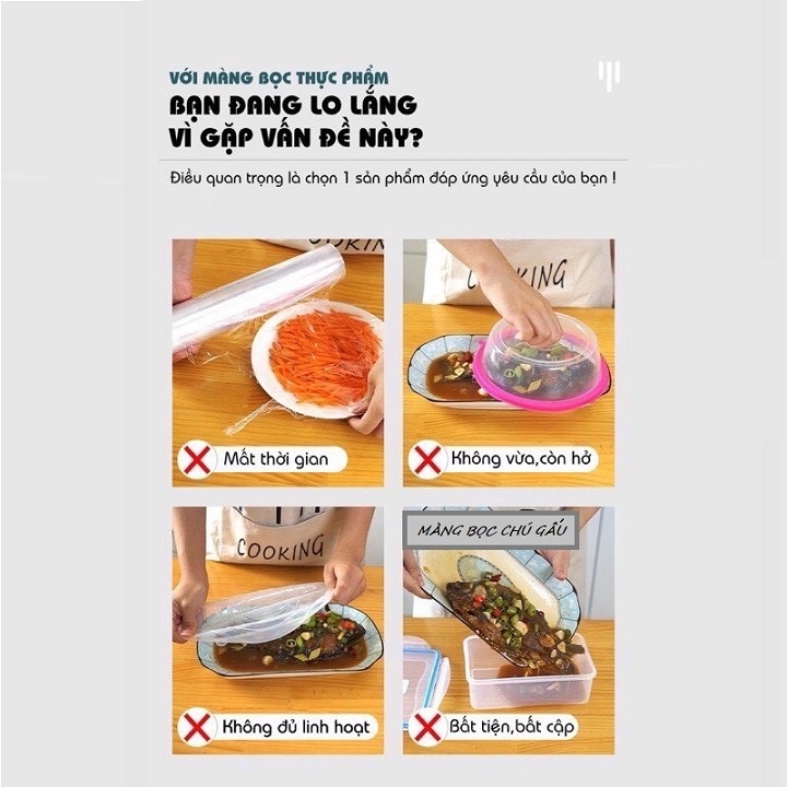 Túi 100 màng bọc thực phẩm co dãn tốt có thể tái sử dụng