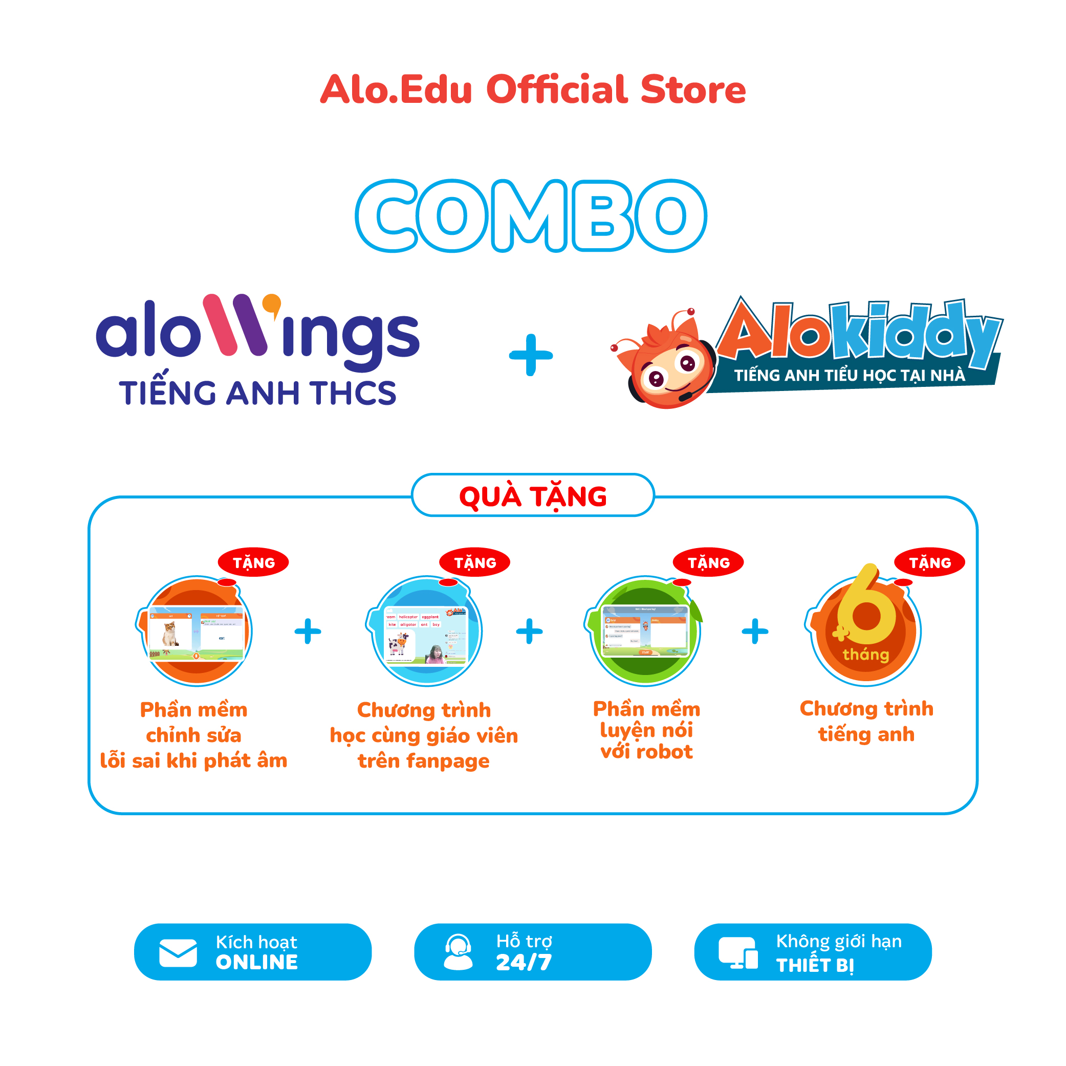 E-voucher ALOKIDDY gói học tiếng Anh dành cho Lớp 1 đến Lớp 9 Áp dụng trên toàn quốc