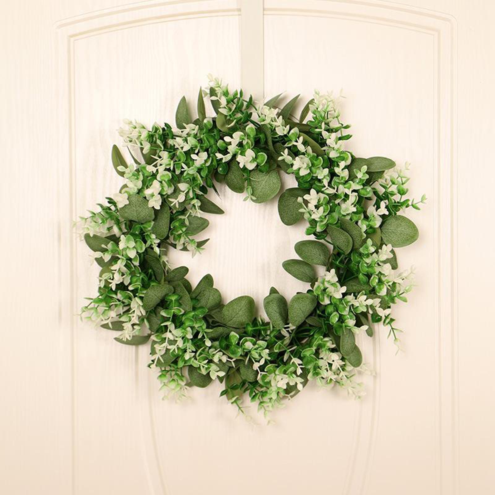 Green Artificial Eucalyptus Wreath Fake Leaves Door Hanging Garland Decor