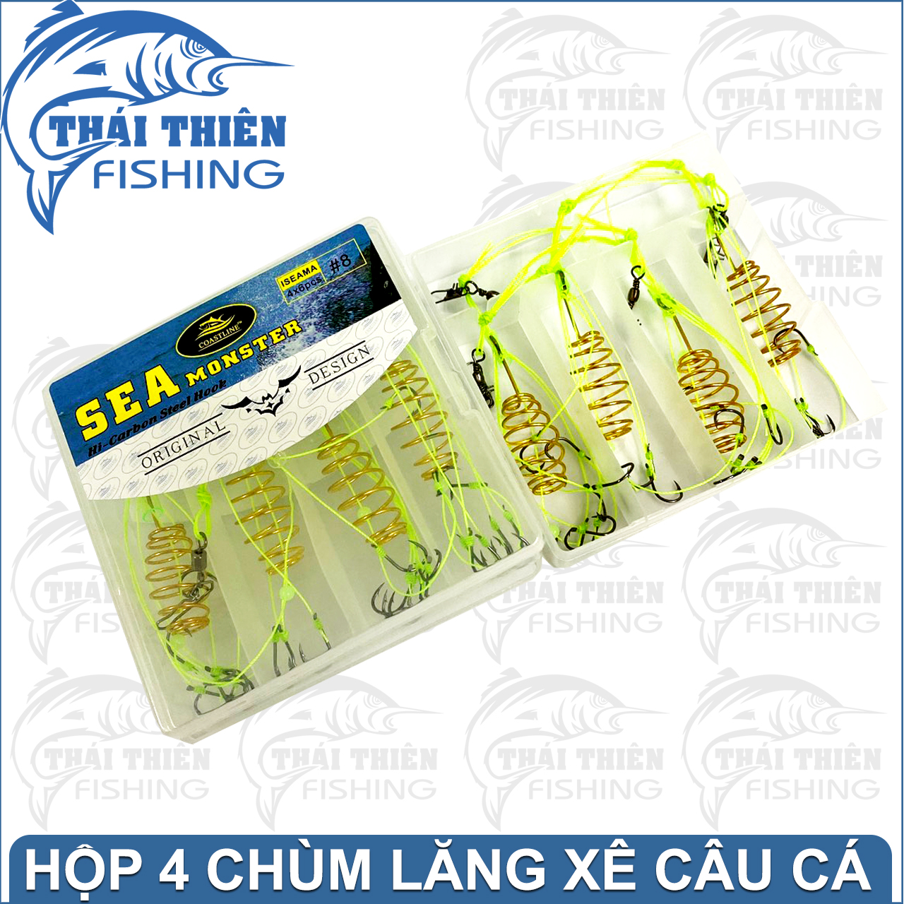 Combo 4 Bộ Lăng Xê Sea Monster Dây Siêu Bền Lưỡi Siêu Bén Dùng Câu Sông Hồ Dịch Vụ Cá Chép, Trắm, Rô Phi