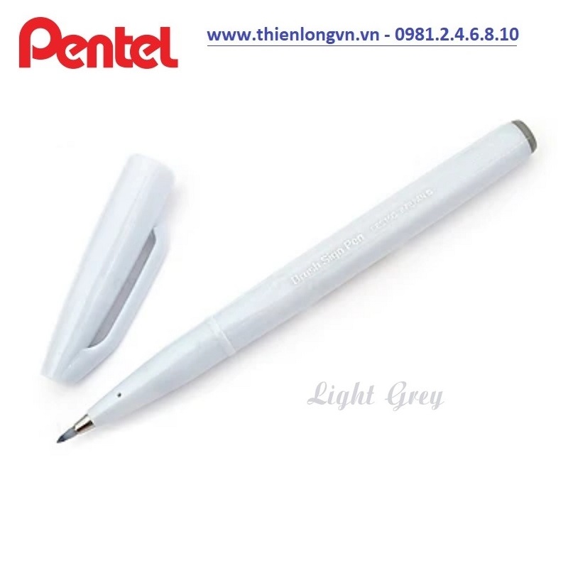 Bút lông viết thư pháp hiện đại Pentel SES15C-N2X xám nhạt; Calligraphy Fude Touch Sign - Light grey