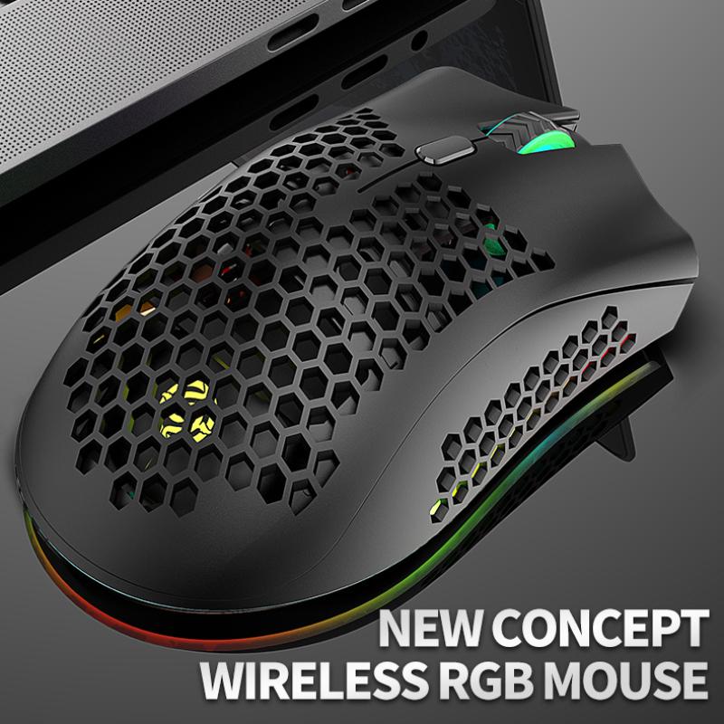 BM600 RGB Chuột Không Dây Chơi Game Nhẹ Tổ Ong Vỏ Công Thái Chuột Có Dây MềM MạI Cáp Chuột Game Thủ