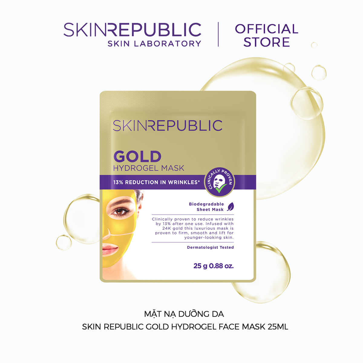 Combo 10 Mặt nạ dưỡng da Skin Republic Gold Hydrogel Face Mask 25ml