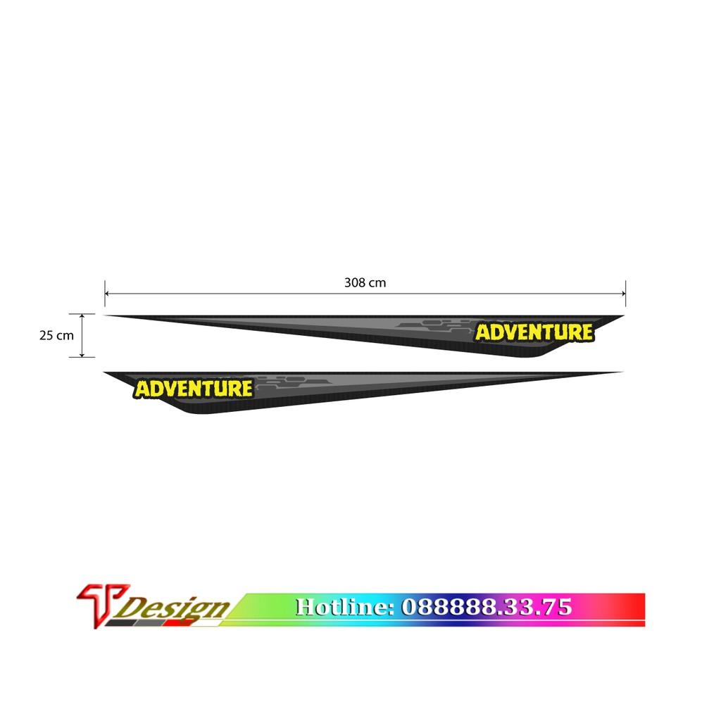 Decal dán cho xe 4 chỗ, tem oto cho xe Toyota Advanture WRAP 13, KT 308x25cm