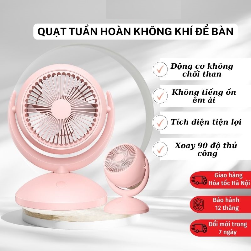 Quạt đối lưu tuần hoàn không khí để bàn tích điện để bàn văn phòng, giường ngủ cho bé, 4 chế độ gió, tiếng ồn thấp tiết kiệm điện năng - Hàng Chính hãng