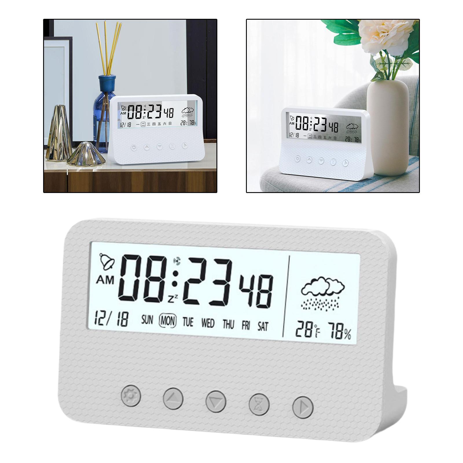 Alarm Clock Thermometer Hygrometer Snooze Humidity for Bedroom Outdoor