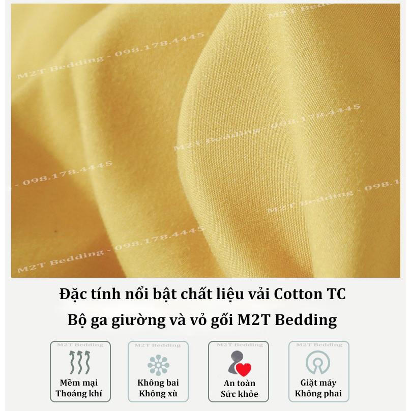Bộ grap giường và vỏ gối Cotton Tici M2T Bedding, ga gối Cotton thun lạnh Hàn Quốc đủ size drap nệm