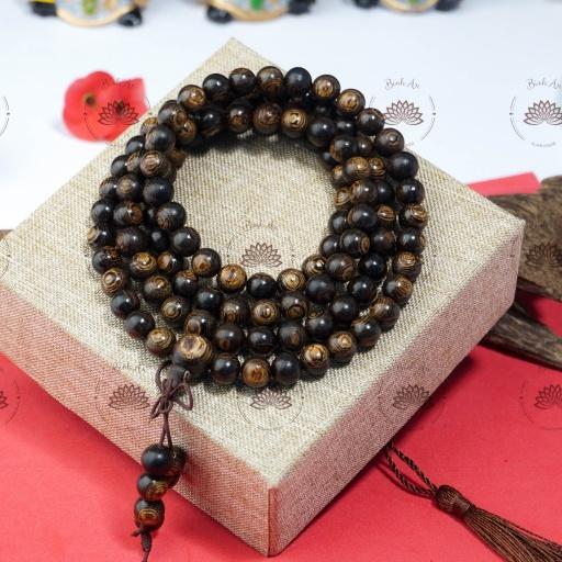 Vòng Tay Trầm Hương 108 Hạt Trầm Sánh Chìm Việt - Chuỗi Tràng Hạt - Vòng Phong Thủy- 6 7 8 mm -