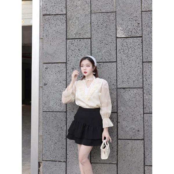 Váy quần WONDERHOUSE nhún bèo dáng A xòe nhẹ công sở,dạo phố nữ tính - Mia skirt