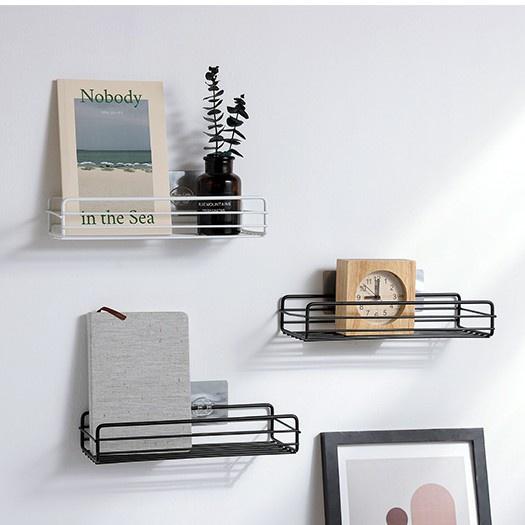 Kệ inox nhà tắm chữ nhật, kệ gia vị gắn tường, kệ nhà vệ sinh đựng đồ phòng ăn không rỉ kèm miến dán siêu dính