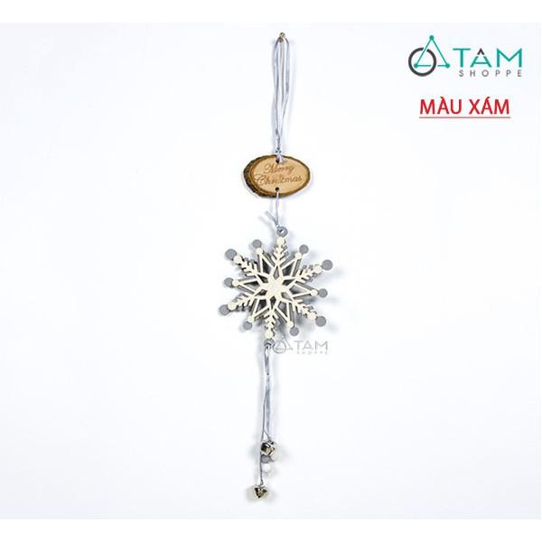 Phụ kiện treo Noel bông tuyết gỗ lát cây chữ Merry X-PKTCT-32
