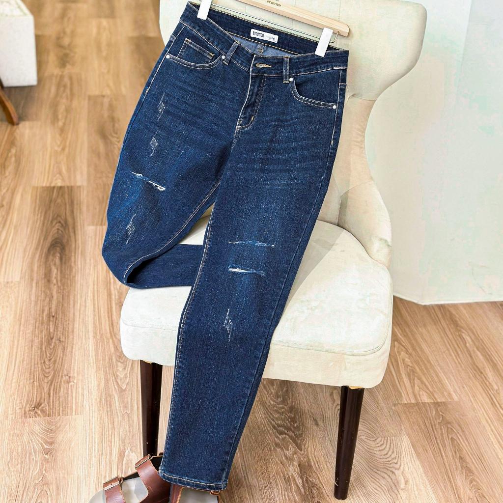 Quần Jeans Dài Nam Cao Cấp Dark Blue Rách BY COTTON