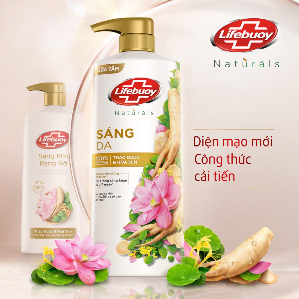 Sữa Tắm Lifebuoy 800gr Detox Và Sạch Sâu Khỏi Bụi Mịn Pm2.5 Detox 100% Từ Thiên Nhiên Diệt Khuẩn - Thảo Dược &amp; Hoa Sen