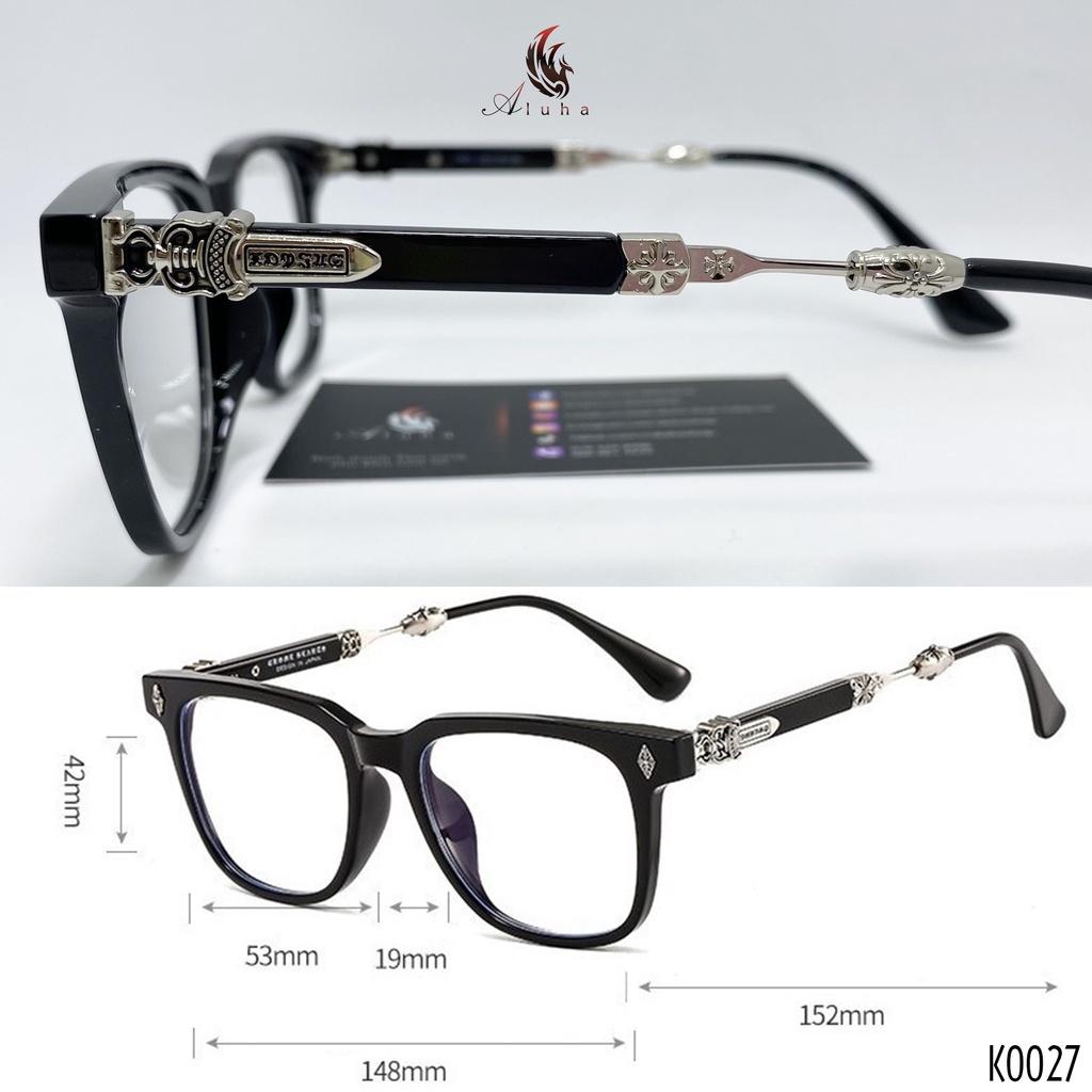 Gọng kính mạ điện Titan + nhựa TR90 cao cấp phong cách retro unisex nam nữ đều đeo được Chrome Heart - K0027 - Aluha