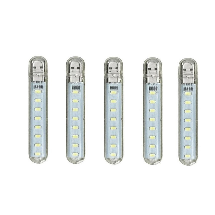 Bộ 5 Đèn Led 8 Bóng Siêu Sáng PKS Cắm Cổng USB ( tặng móc dán PKS)