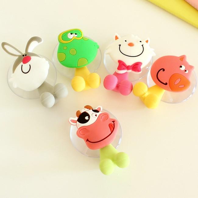 Dụng cụ kẹp bàn chải đánh răng hình thú xinh xắn hút chân không.